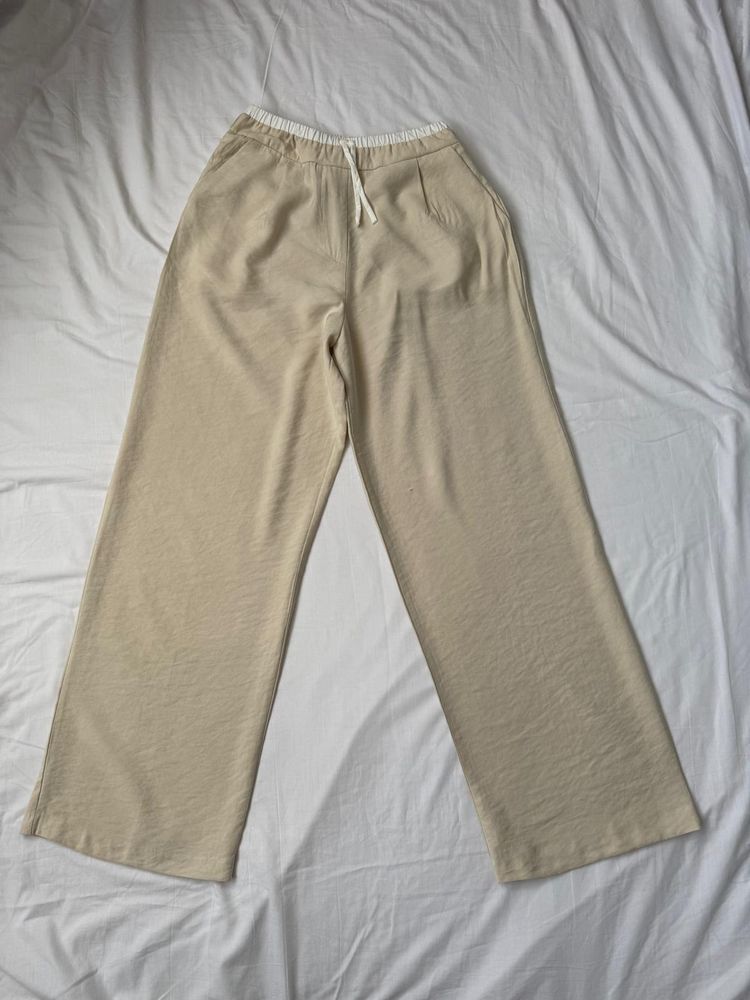 Zara Beige Wide-Leg Pants imagen 1